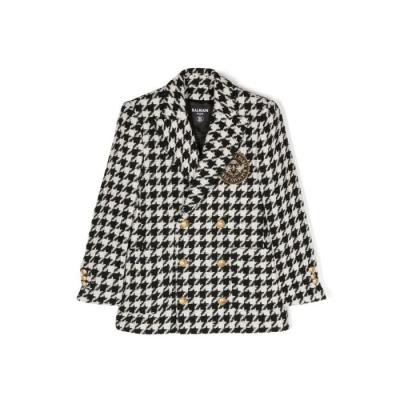 Girls White and Black Double Pattern Blazer