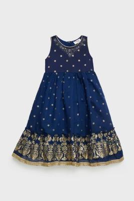 Solid Blended Fabric Regular Fit Girls Ethnic Set