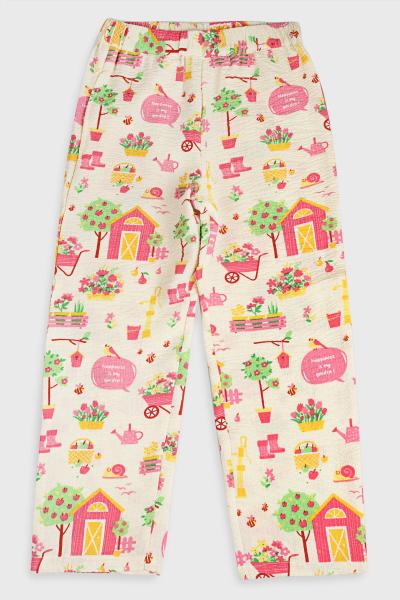 Multi color Fabric Regular Fit Girls Pants